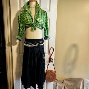 Rock&Rose Women’s Belly Dancing Ruffle Tiered Chain Coin Skirt Necklace Set L